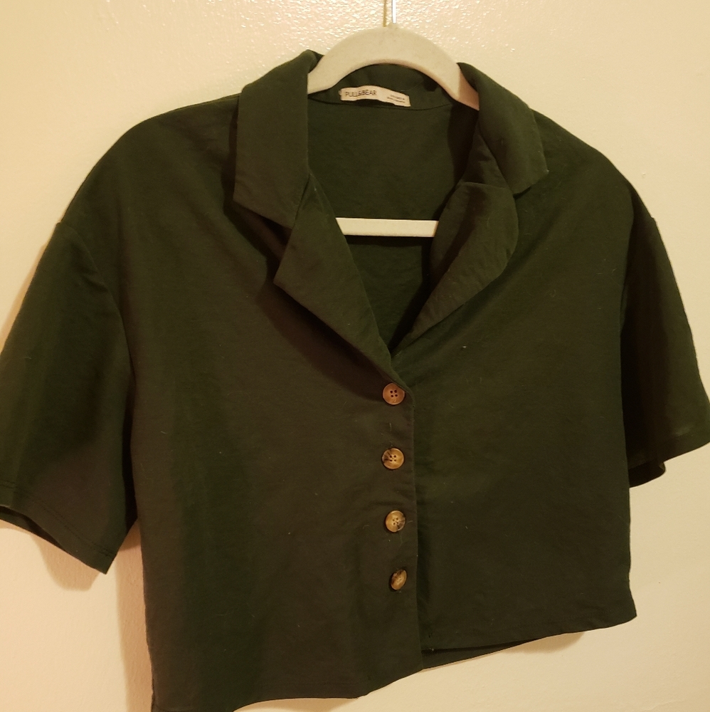 Pull&bear crop top button down shirt